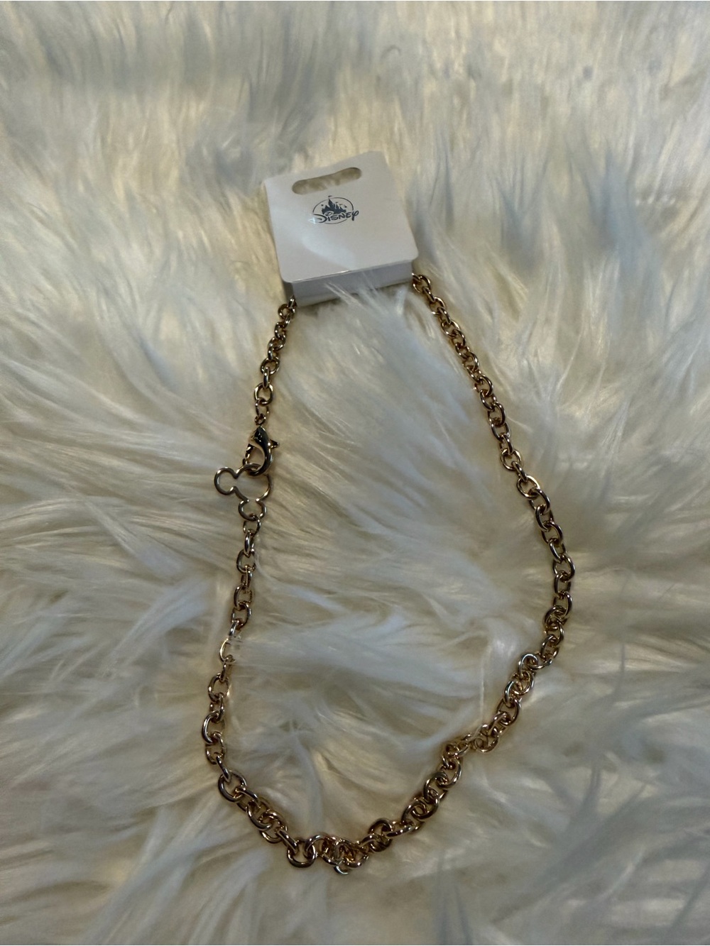 Disney Polished Gold Link Necklace with Mickey Clasp